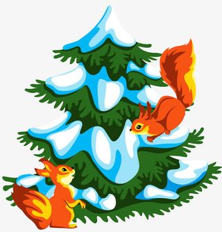 雪地里的松鼠免抠