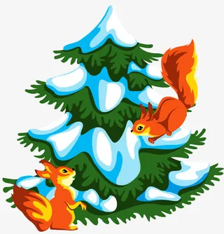 雪地里的松鼠免抠