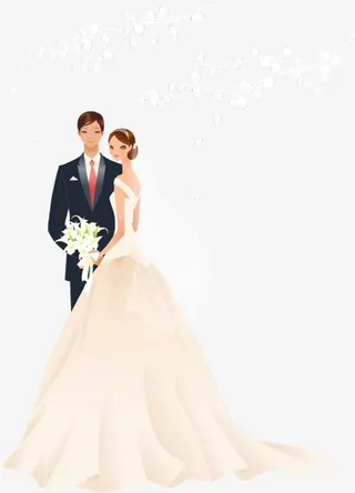 矢量新娘新郎婚礼免抠