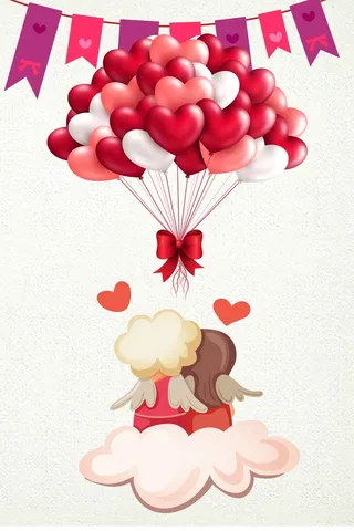 情人节红色清新卡通促销宣传背景高清