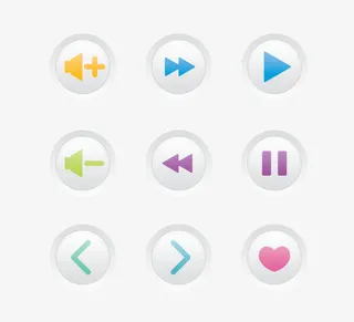 简约彩色播放器按钮免抠