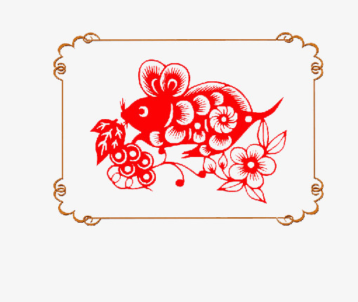 鼠年 剪纸 窗花 年味 梅花3免抠