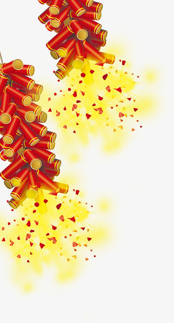 红色中国风新年喜庆狂欢鞭炮免抠