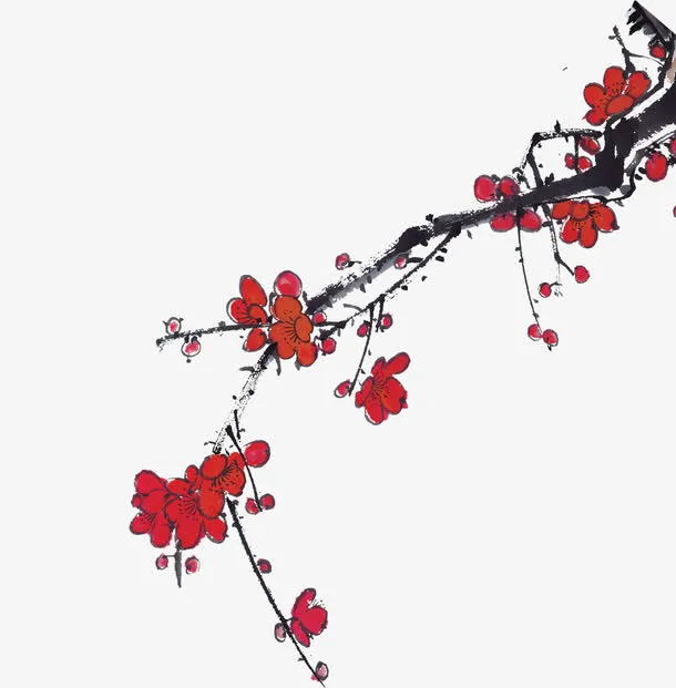 冬日手绘梅花造型植物免抠