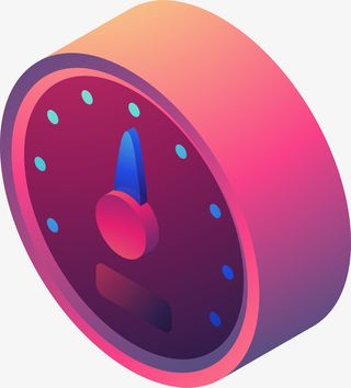 2.5D渐变闹钟立体插画免抠