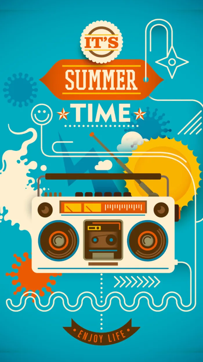 扁平音响图案夏日背景图高清
