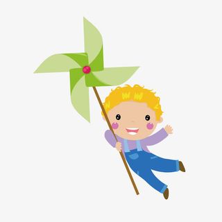 春天踏春的小男孩免抠