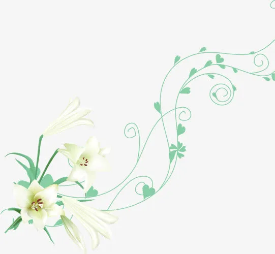 春天绿色藤蔓花朵免抠
