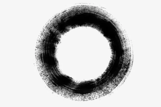 环形水墨画psd免抠
