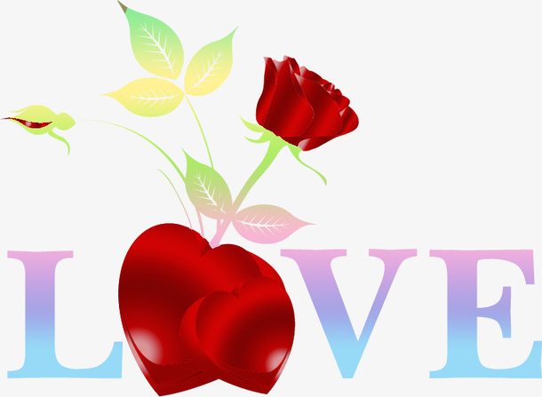 卡通love玫瑰花免抠