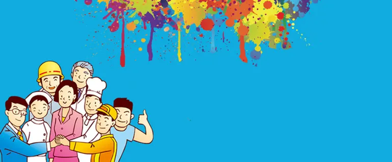 装修卡通蓝色海报banner背景高清