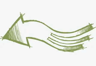 矢量绿色手绘箭头飘带免抠