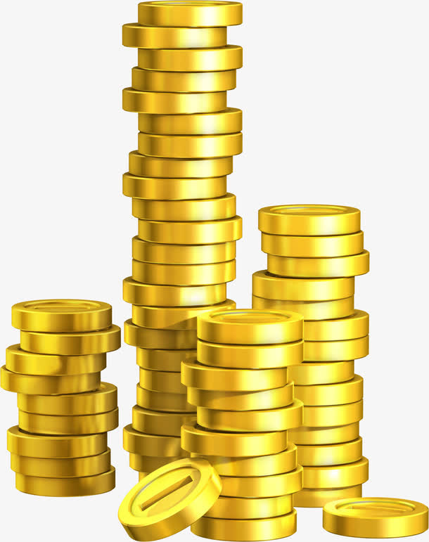 游戏立体质感金币金黄色免抠