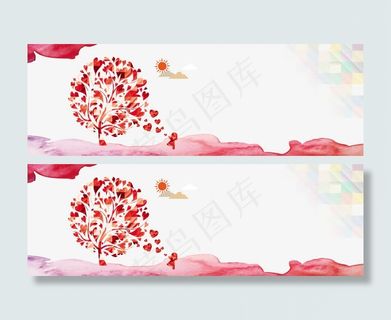 浪漫爱心树背景