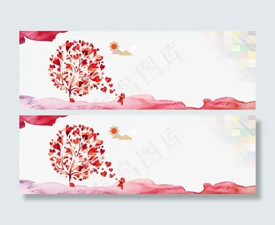 浪漫爱心树背景