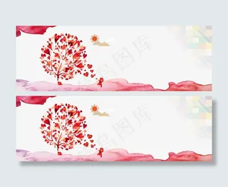 浪漫爱心树背景