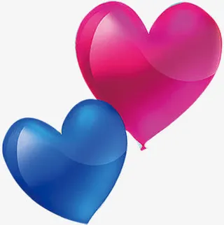 红心气球蓝心气球儿童节素材免抠