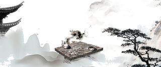 山水画中国风围棋banner高清