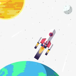 离开地球表面的飞船免抠