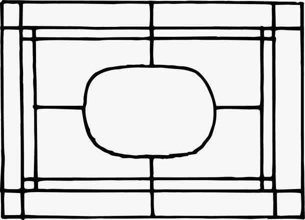 简单古典窗棂框纹样免抠