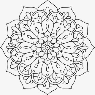 黑色手绘曼陀罗图案免抠