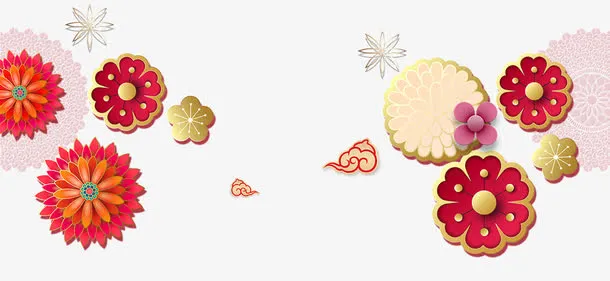 3D立体花朵纸雕装饰免抠