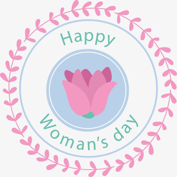 粉色妇女节花朵标签免抠