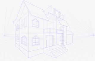 时尚线性房子模型设计免抠