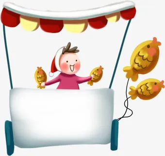 手绘合成人物造型小金鱼免抠