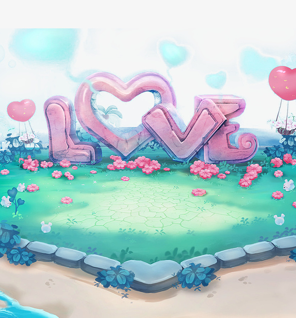 浪漫情人节love广告背景png