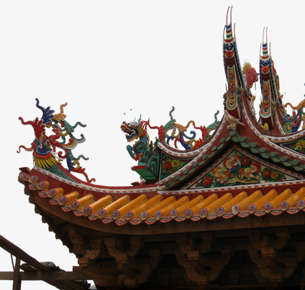 中国风琉璃瓦宫殿屋角免抠