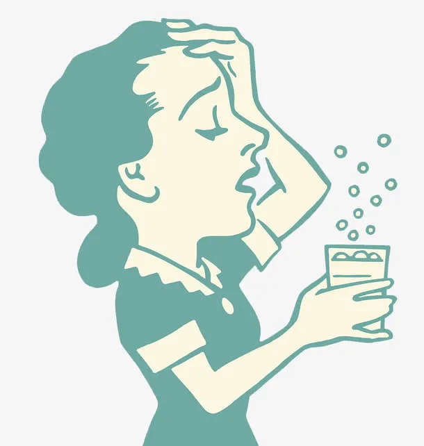 插图病痛难受喝水免抠