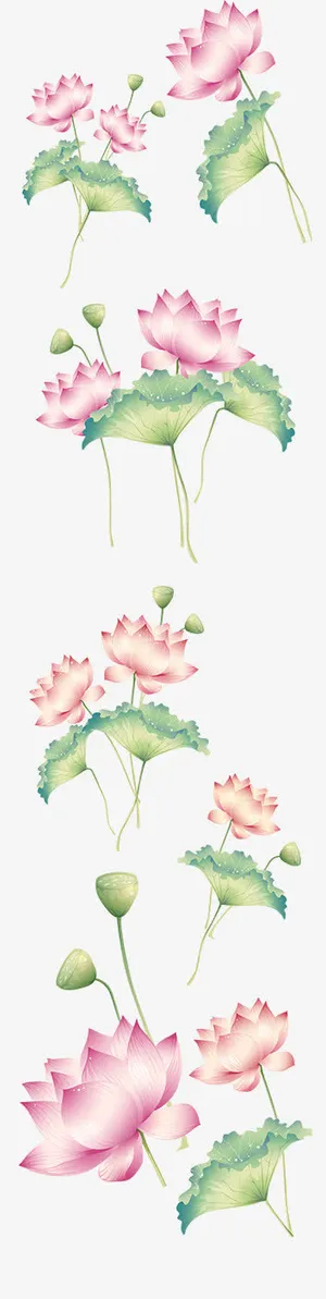 国画风格荷花免扣素材免抠 国画风格荷花免扣素材免抠