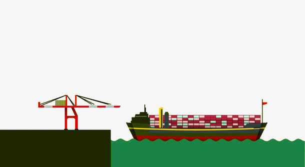 手绘扁平海港货运码头免抠