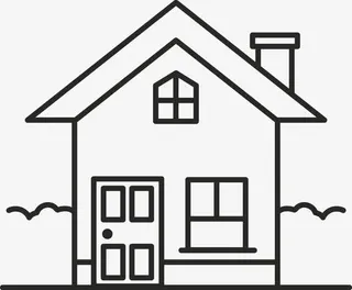 黑色楼房线稿素材图免抠