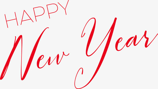 矢量红色英文新年快乐免抠
