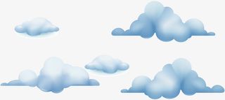 蓝色简约云朵免抠