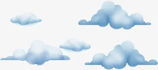 蓝色简约云朵免抠