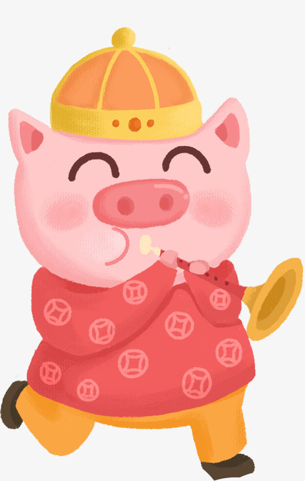 小猪吹唢呐迎新年免抠