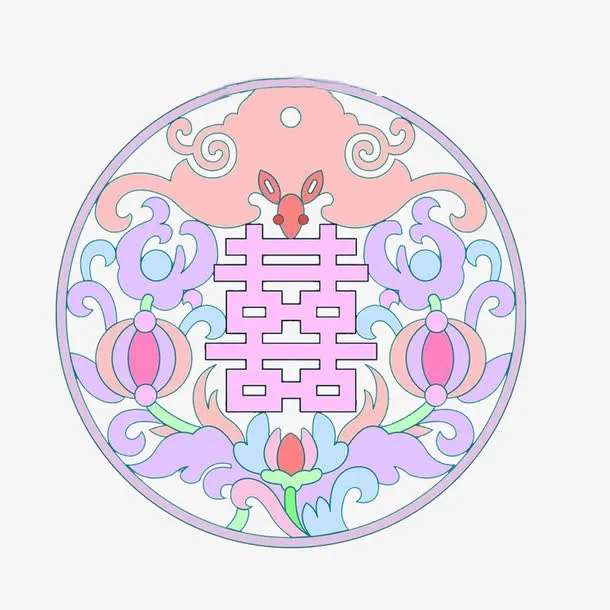圆形边框中国风双喜免抠