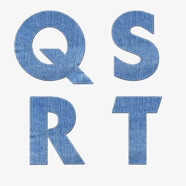 浅蓝色牛仔英文QSRT免抠