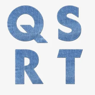 浅蓝色牛仔英文QSRT免抠