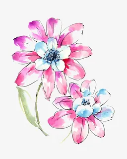 唯美手绘水彩花朵素材免抠