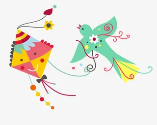 彩色风筝免抠
