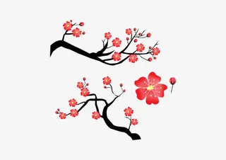 手绘红色梅花免抠