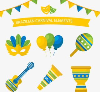 黄绿色狂欢节装饰元素免抠