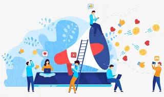 一群年轻人玩手机素材免抠