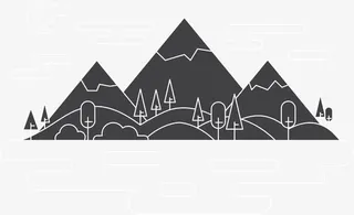 黑白装饰插画远山免抠