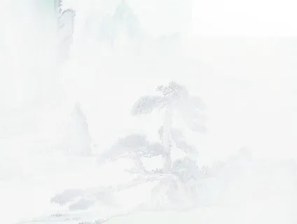 中秋节灰色山水画免抠