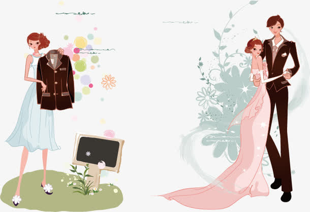 婚礼卡通素材免抠